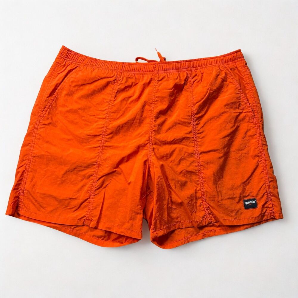 Speedo Shorts Mens XL Orange Swim Trunks Lined Drawstring Beach Lightweight